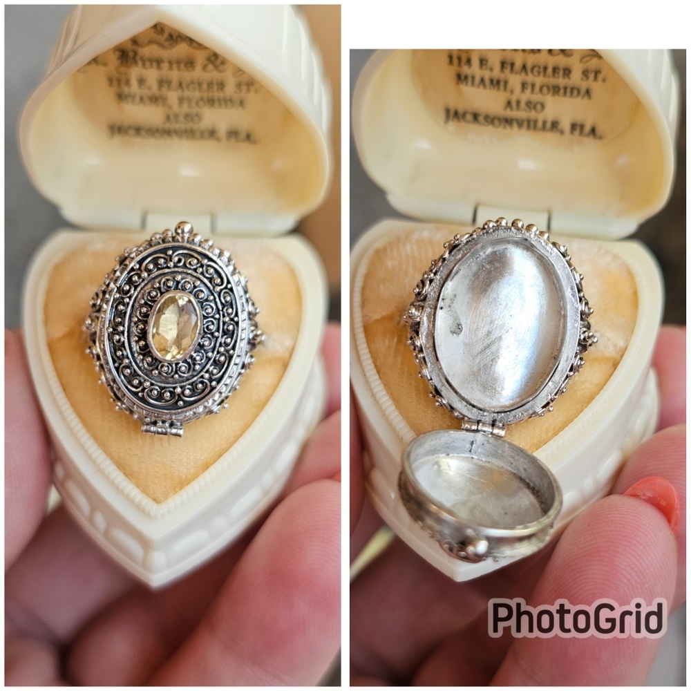 New. Citrine locket ring size 8. Stamped 925 sterling silver. Genuine citrine ge